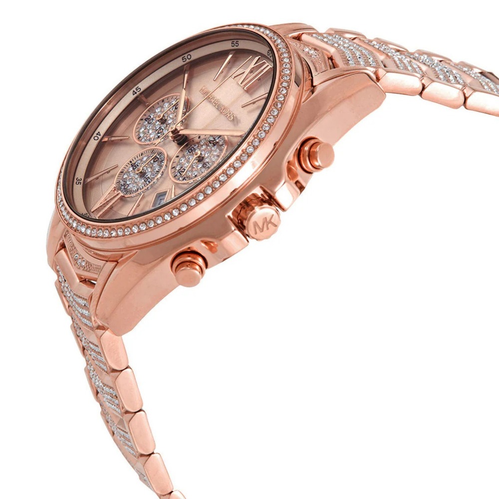 Michael Kors Whitney Crystal Glitz Gold Stainless 44mm Watch - MK6729 - NWT - Picture 2 of 9